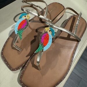 Chicos Beaded Parrot Studded Sandals